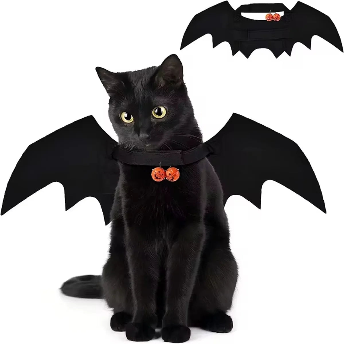 Halloween Cat Clothes Bat Wings Funny Dog Cosplay Costume With pumpkin bells 2023 New Dog Clothes Pet Supplies exovai.com