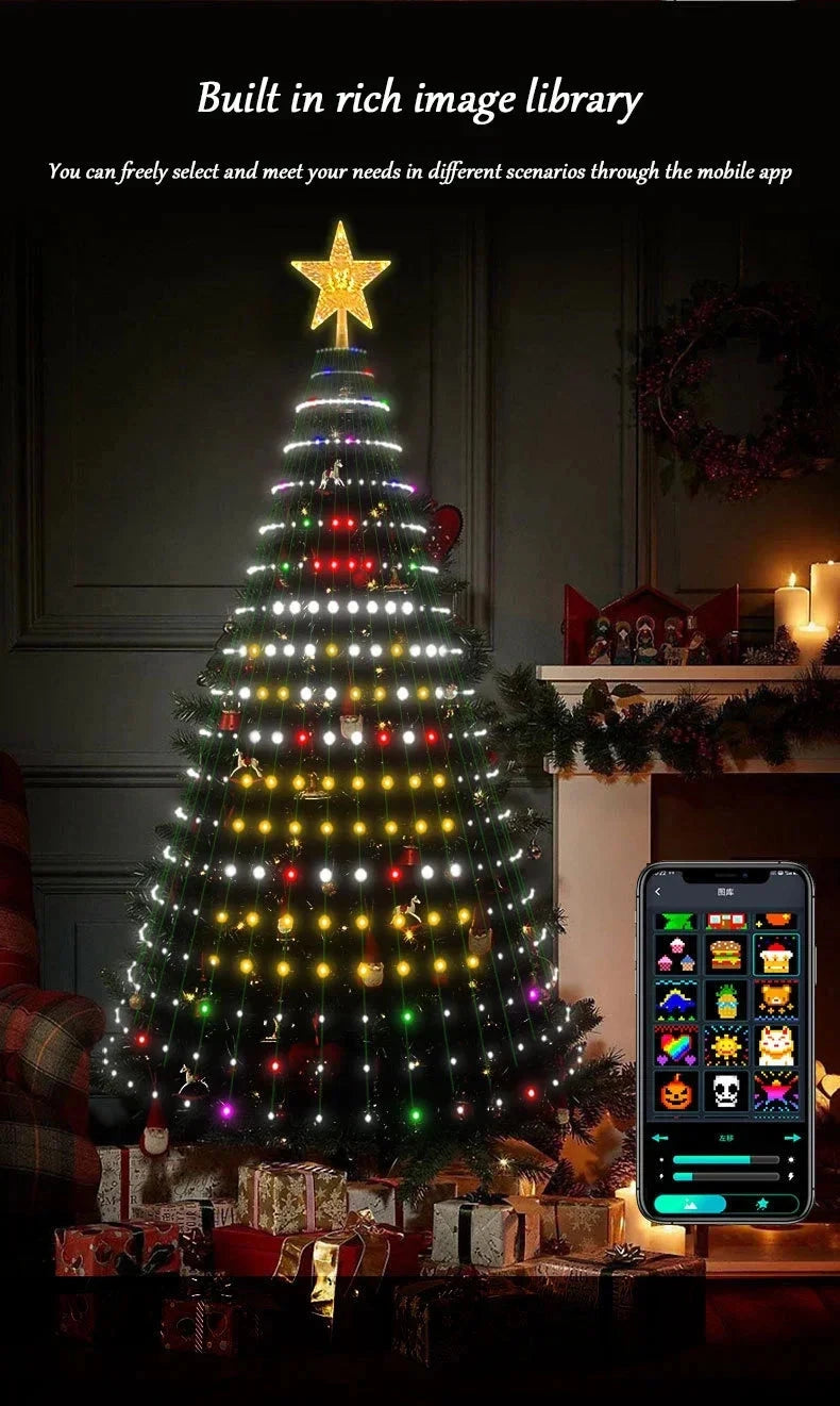 2.1M LED Christmas Tree Decorative Light Lntelligent IDeal LED APP Application Control DIY Lmage Light String for Quick Shipping exovai.com