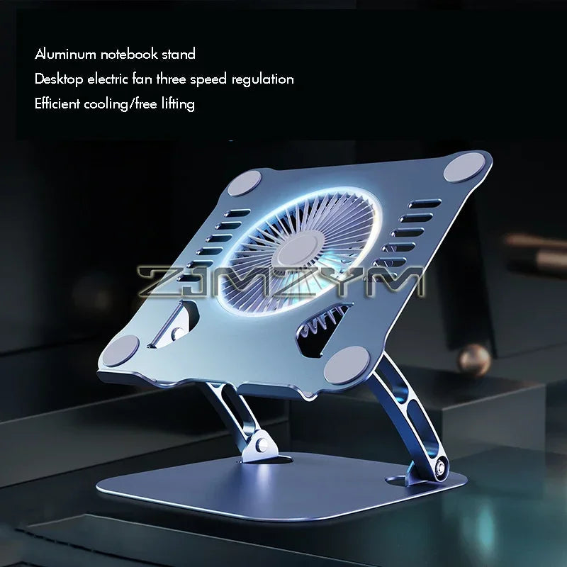 Aluminum Laptop Stand with Cooling Fan Ergonomic Notebook Foldable Cooler Laptop  Adjustable Aluminum Laptop Stand exovai.com