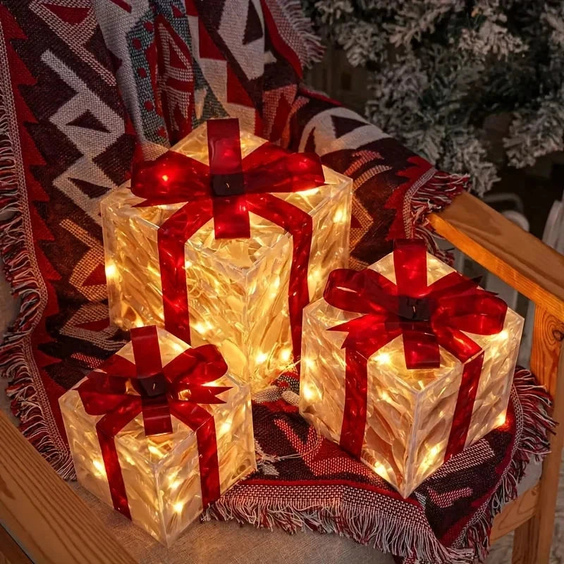 Three Sets Of Christmas Luminous And Exquisite Decorative Lights, Detachable Gift Box And Lighting Fixture,Christmas Decorations exovai.com