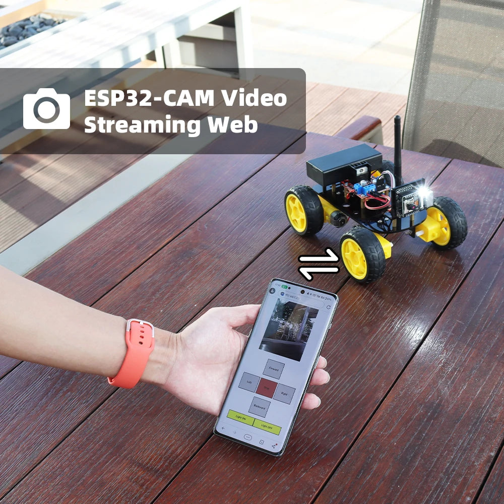 4WD Smart Robot Car ESP32 Camera Wifi Automation Kit For Arduino Programming ESP Robot with Antenna Learning Complete Coding Kit exovai.com