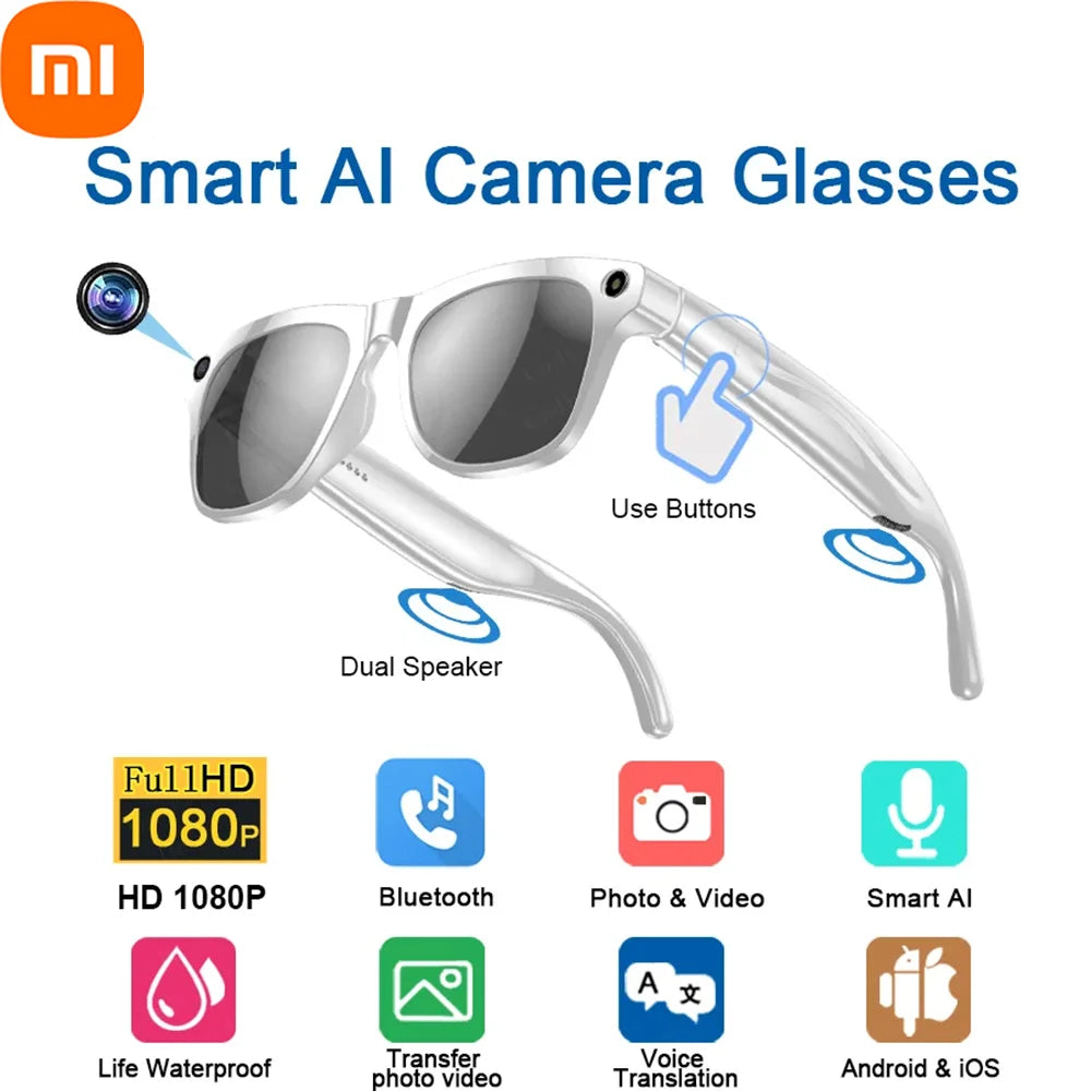 Xiaom 8K HD Smart Glasses Chat GPT 100MP Camera Bluetooth Call 260Mah Battery Voice Assistant Control Smart Glasses for Men exovai.com