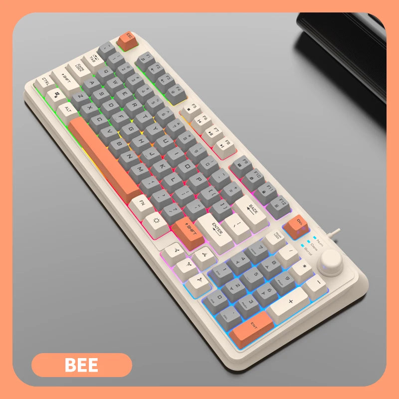 K82 Gaming Gaming Keyboard Glows Wired USB Desktop PC/Notebook Available 19-key punchless knob to adjust volume exovai.com