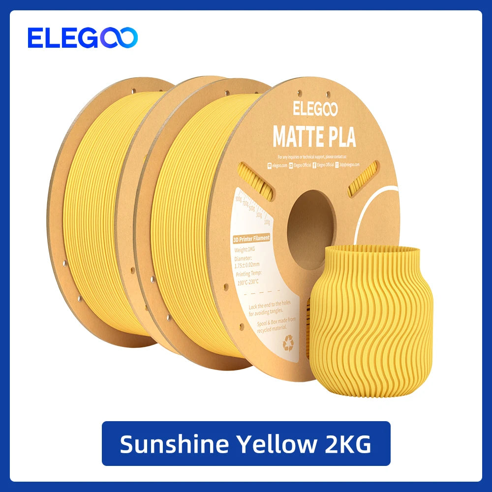ELEGOO Matte PLA Filament 1KG,1.75mm FDM 3D Printer Filament Dimensional Accuracy +/- 0.02mm, 1kg Carboard Spool (2.2lbs) exovai.com