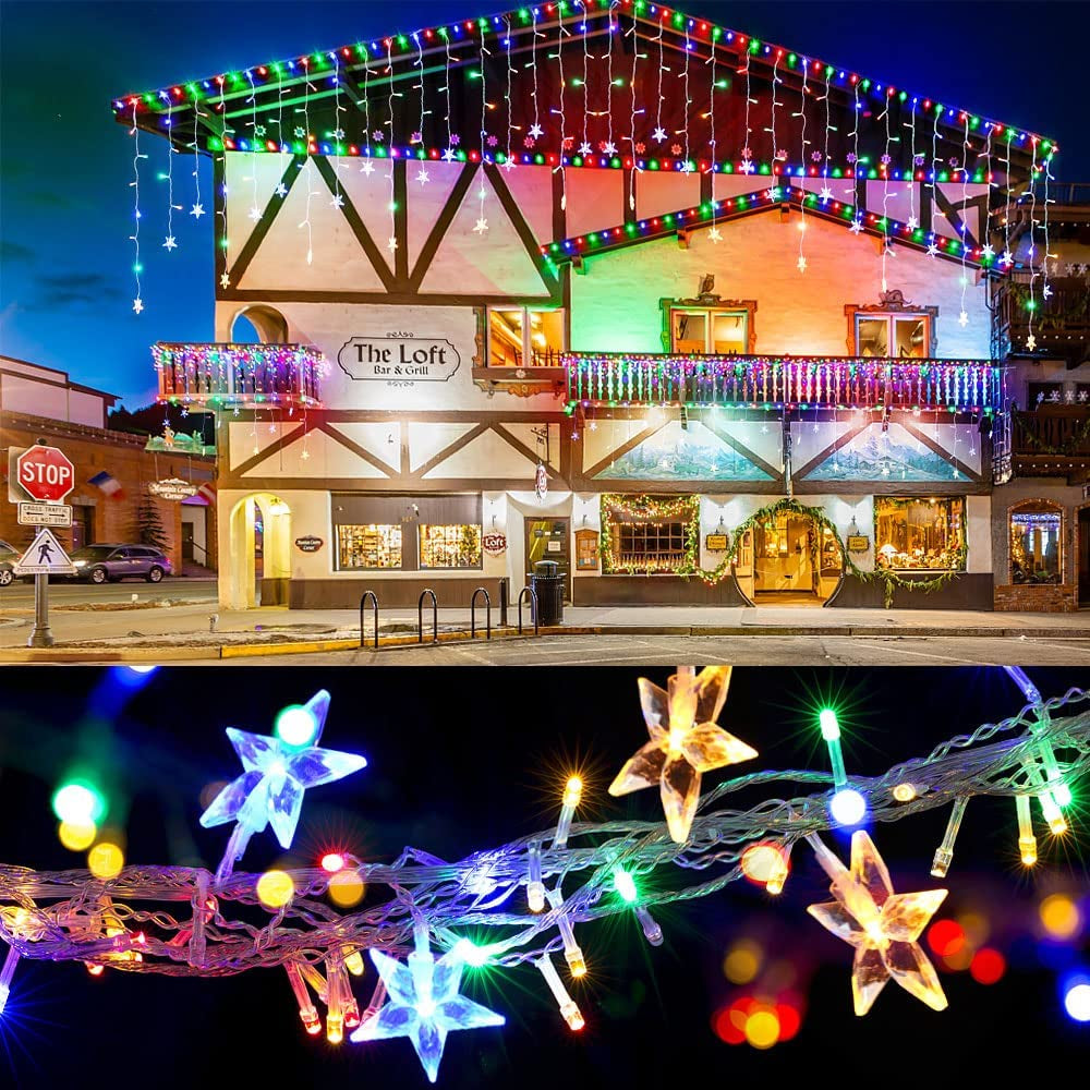 Christmas Decoration Lights Outdoor 20m 864 LED Street Garlands Icicle Lights Outdoor Waterproof Curtain Fairy String Light exovai.com