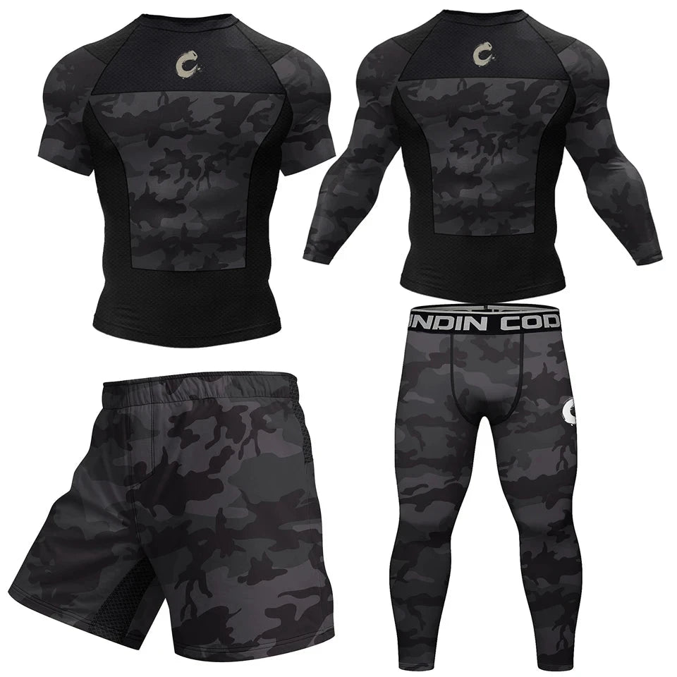 Black No Gi BJJ Jiu Jitsu T-shirt +MMA Shorts Sets Boxing Rashguard for Men Jiu Jitsu Compression Workout Wear Sport Jerseys exovai.com
