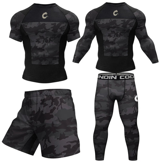 Black No Gi BJJ Jiu Jitsu T-shirt +MMA Shorts Sets Boxing Rashguard for Men Jiu Jitsu Compression Workout Wear Sport Jerseys exovai.com