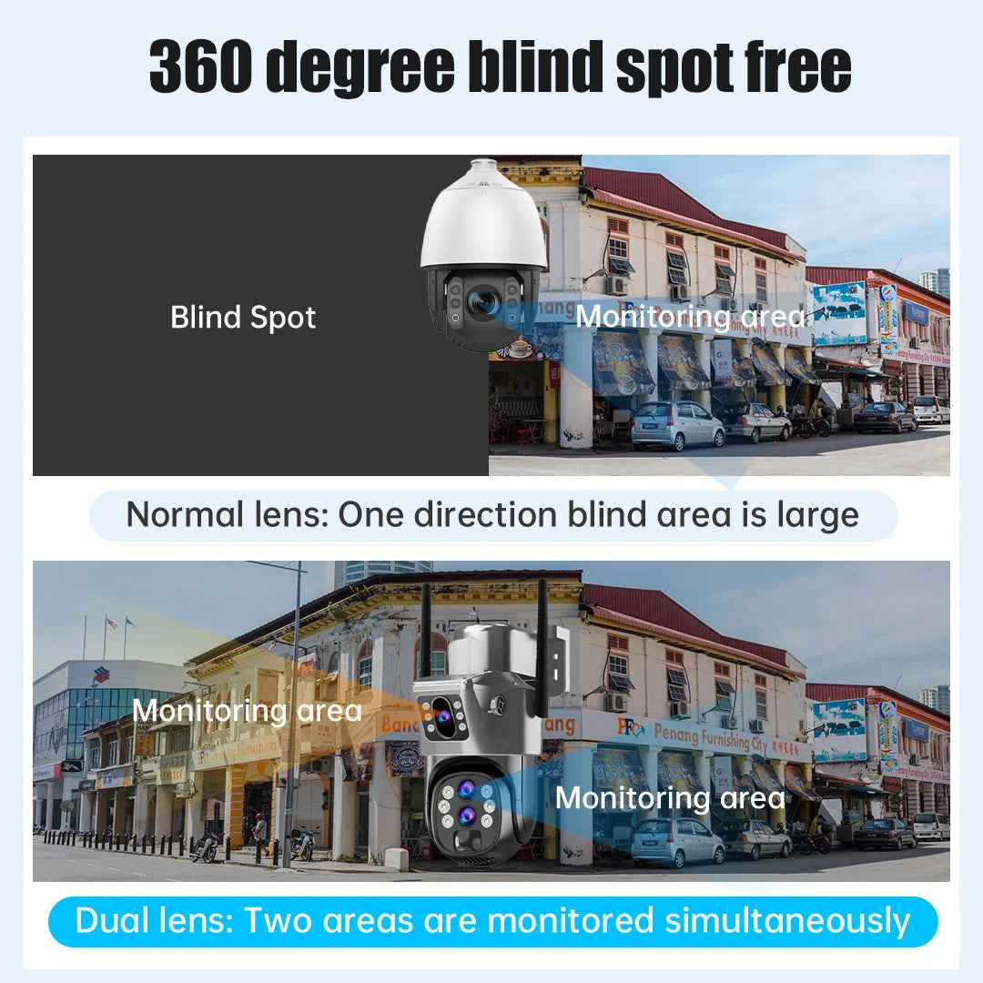 10X Optical Zoom 4G SIM Solar Camera 6K 12MP Three Lens WiFi Outdoor Surveillance Camera PIR Auto Tracking Solar Security CCTV exovai.com