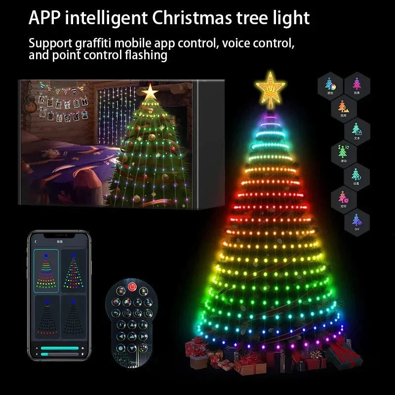 2.1M LED Christmas Tree Decorative Light Lntelligent IDeal LED APP Application Control DIY Lmage Light String for Quick Shipping exovai.com