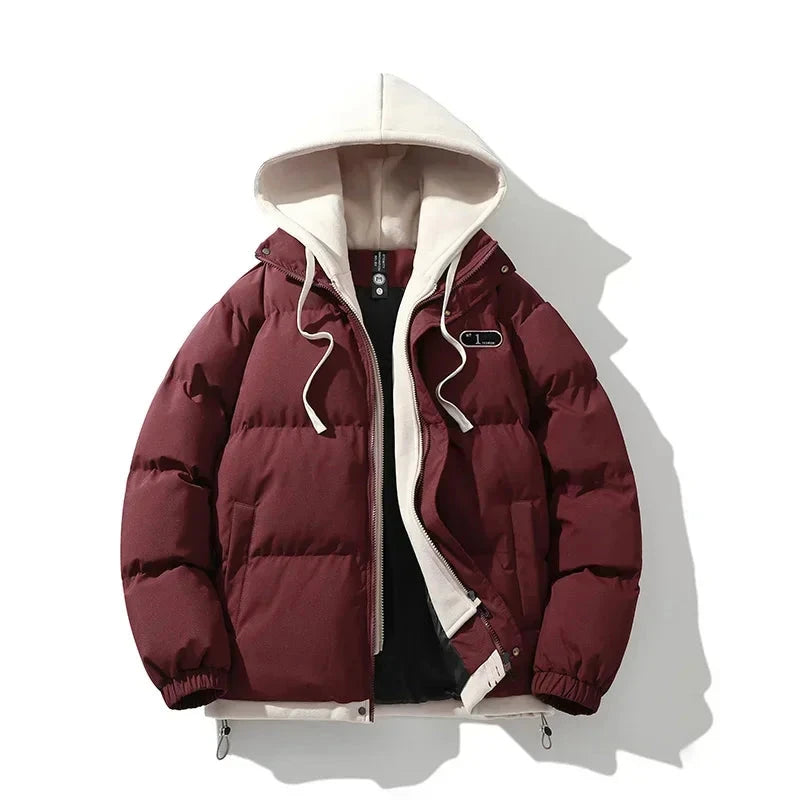 2024 Autumn and Winter Warm Jacket Casual Fashion 2-in-1 Hooded Windproof Bicycle Cotton Coat Simple Couple Outdoor Windbreaker exovai.com