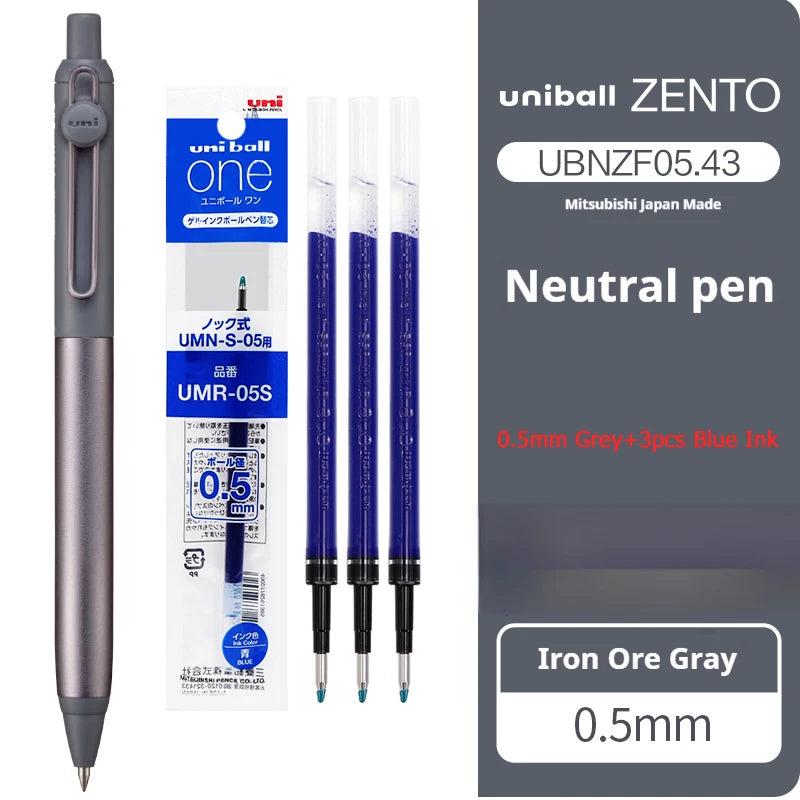 Japanese uni-ball ZENTO Gel Ink Pen Limited Flow Model Metal Push Ultra-Smooth Writing 0.38/0.5mm Signing for Students Business exovai.com