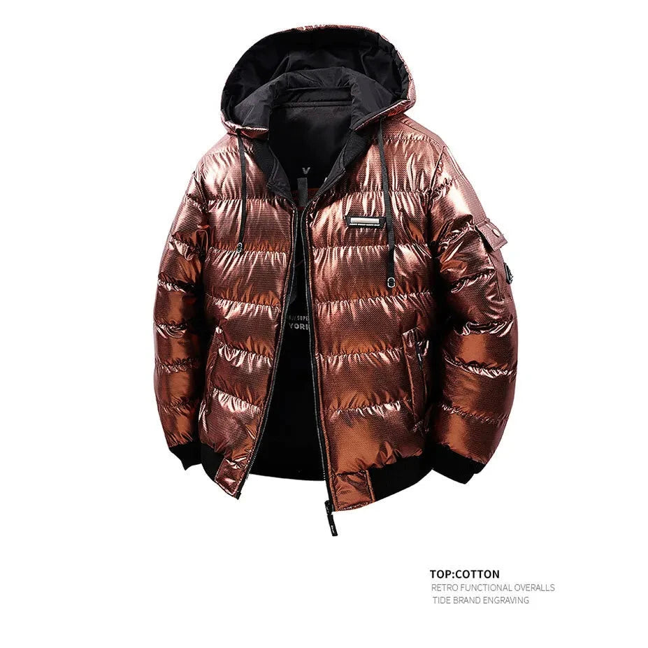 Men's Fashion Puffer Jacket Cotton Padded Thick Warm Puffy Parkas Hooded Windproof Thermal Overcoat Outerwear Plus Size L-5XL exovai.com