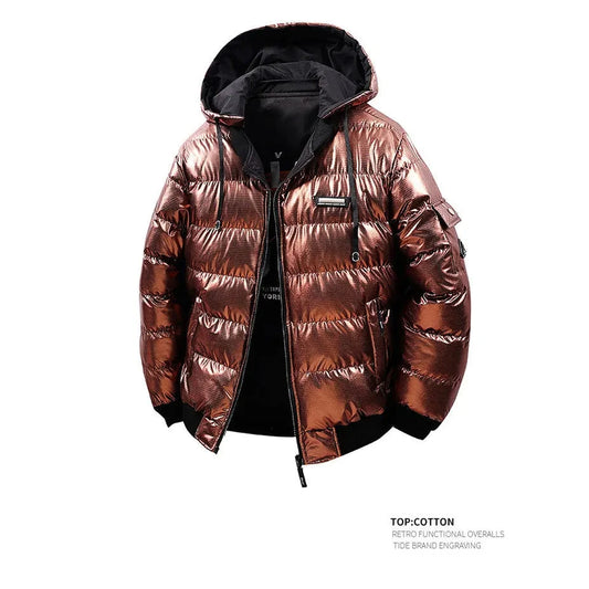 Men's Fashion Puffer Jacket Cotton Padded Thick Warm Puffy Parkas Hooded Windproof Thermal Overcoat Outerwear Plus Size L-5XL exovai.com