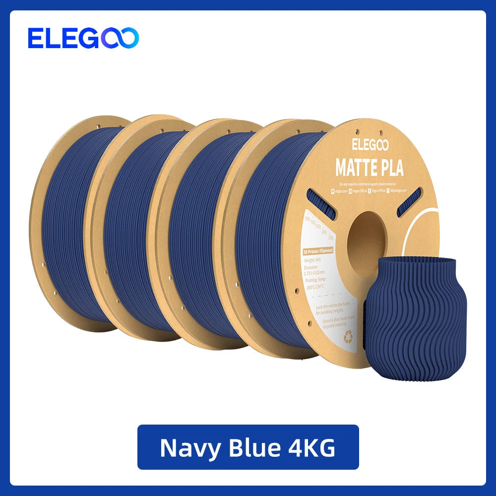 ELEGOO Matte PLA Filament 1KG,1.75mm FDM 3D Printer Filament Dimensional Accuracy +/- 0.02mm, 1kg Carboard Spool (2.2lbs) exovai.com
