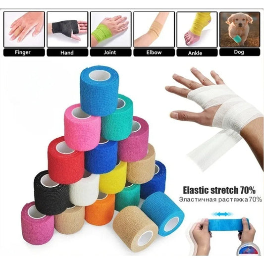 Kinesiology Tape Sport Self Adhesive Elastic Bandage First Aid Tape Wrap Stretch Bandage Cohesive Bandage High Elastic exovai.com