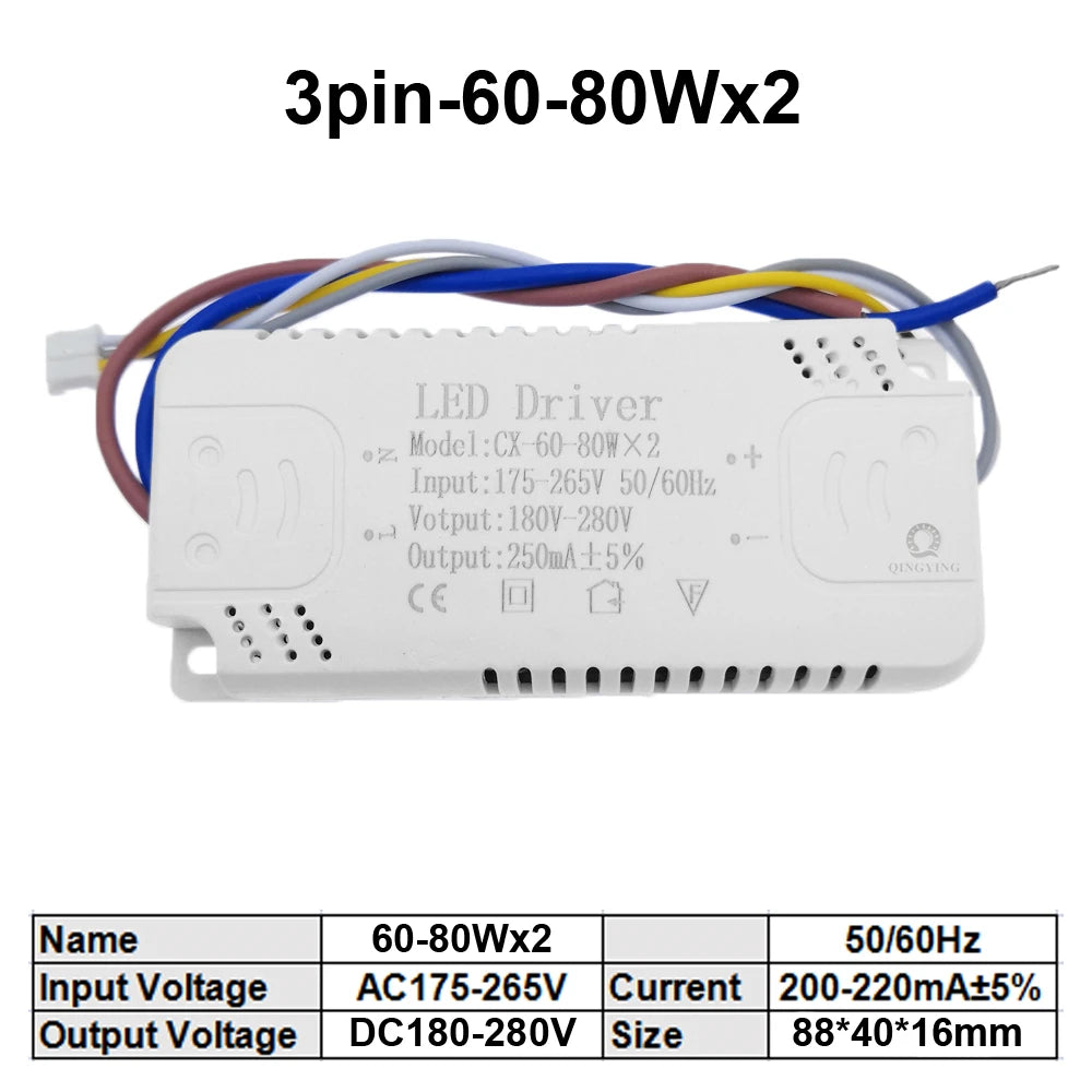 8W-160W LED Driver 3 color Adapter For LED Lighting AC220V Non-Isolating Transformer For Ceiling Light Chandelier Replacement exovai.com