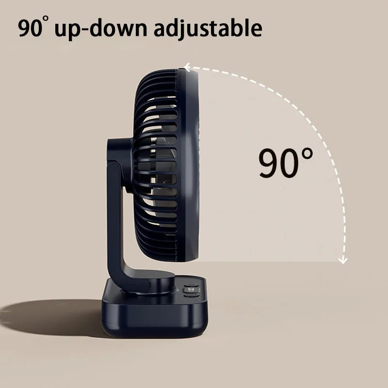 Portable Table Fan Type-c Rechargeable 4 Speeds Desk USB Cooling Fan Wireless Oscillating Wall Hanging Fan 90° Degrees Adjust exovai.com