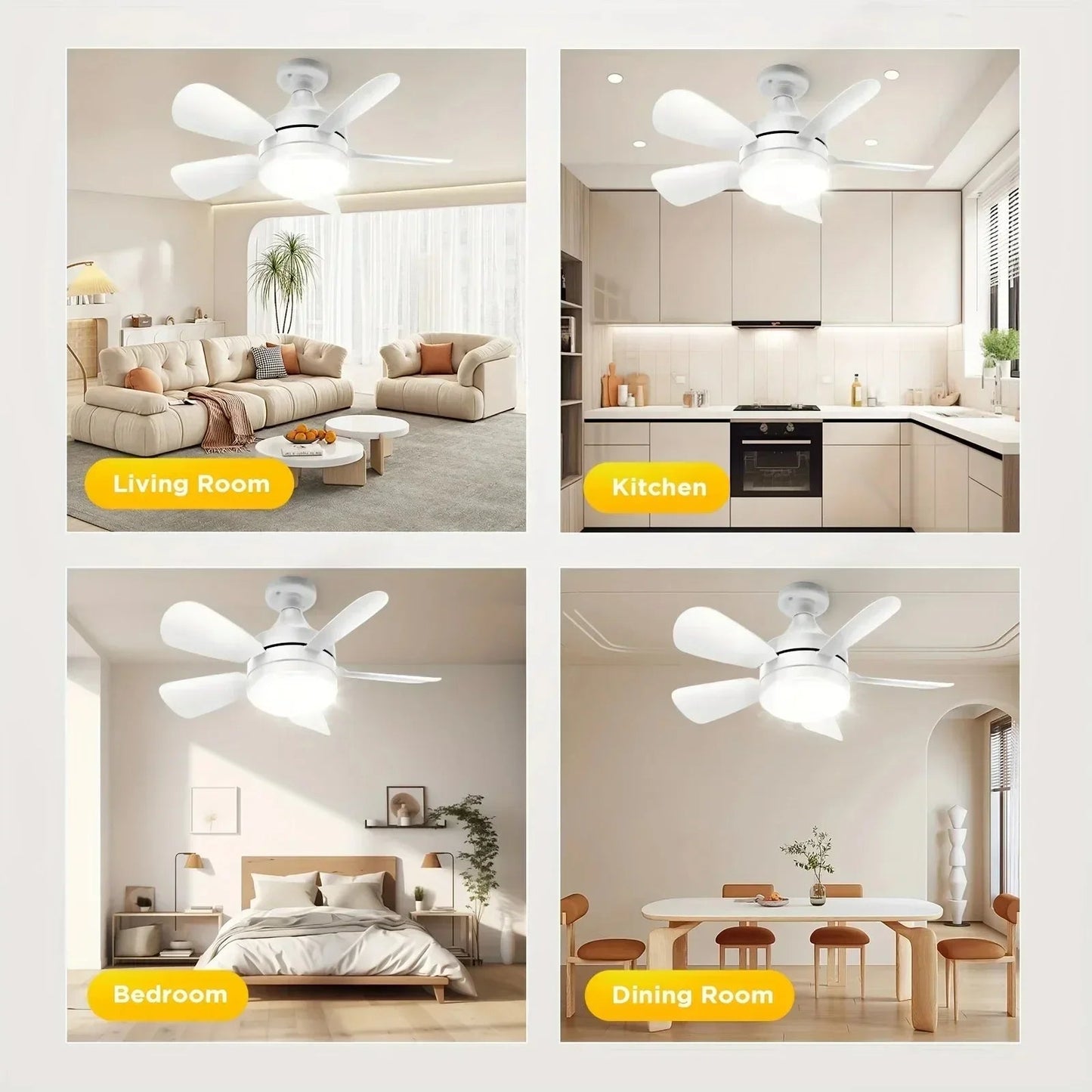 Ceiling Fans with Lights 16 Inch Fan Light With Remote Control Dimmable Noiseless White Ceiling Fan for Kitchen Office Bathroom exovai.com