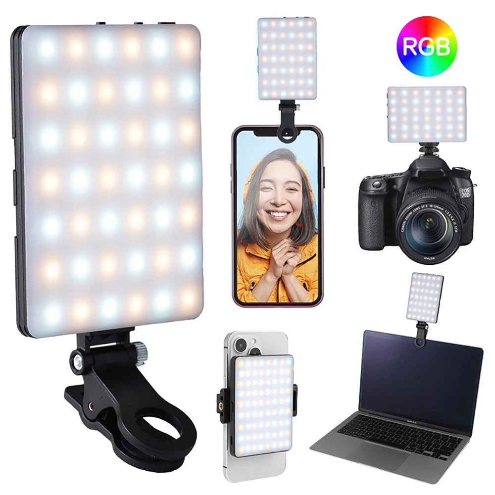 Mini Fill Light RGB LED Straight Pocket Video Photography Lighting Pocket Live Vlog Clip for Phone iPhone iPad Laptop Camera exovai.com