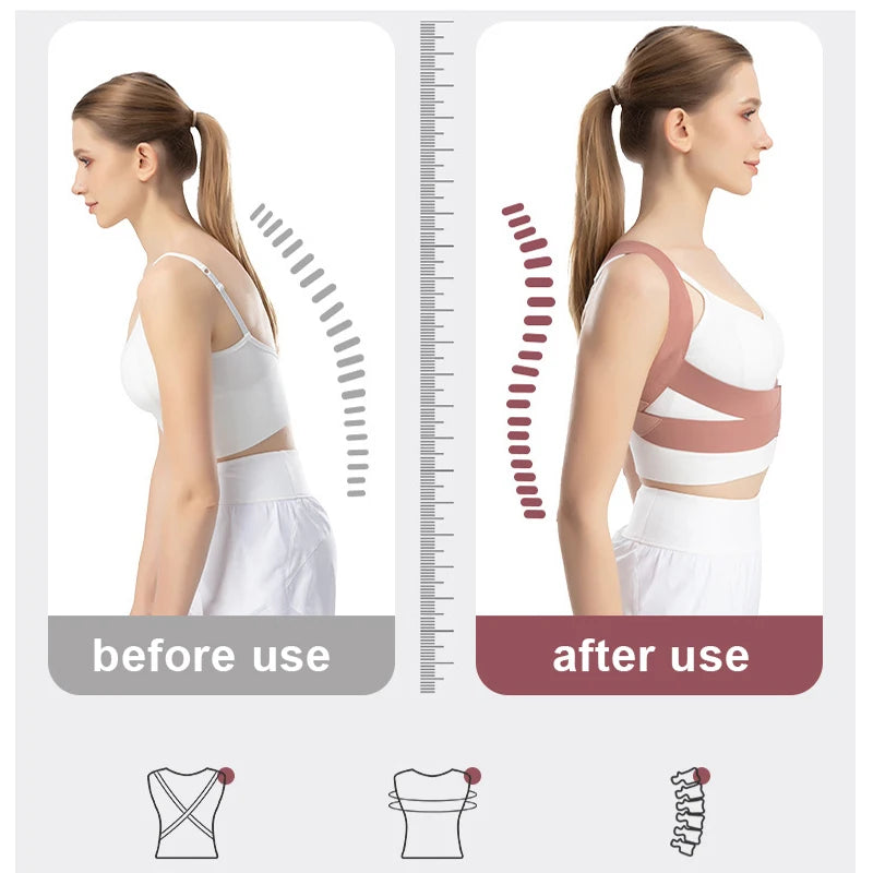 Back Belt Breathable Lightweight Upright Posture Corrector Adjustable Support Belt with Cross Design Adults' Back Correction exovai.com