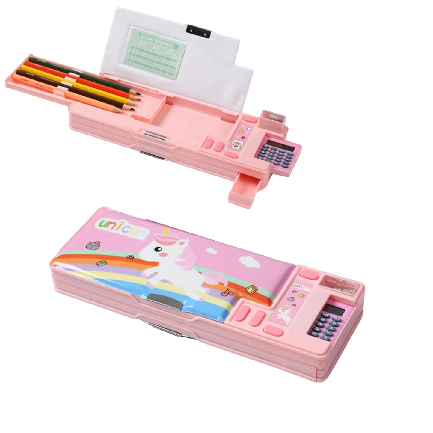 Pencil Cases Stationery Supplies School Cute Cartoon Universe Large Capacity Mulfunction with Calculator and Pencil Sharpener exovai.com
