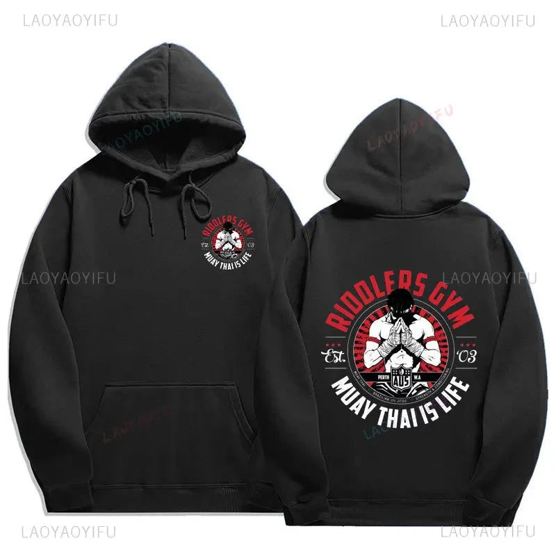 Muay Thai The Fist of King - Thailand Martial Art Pullover Hoodie Men Wai Kru Thailand Men Casual Pullovers 2024 New Style Tops exovai.com