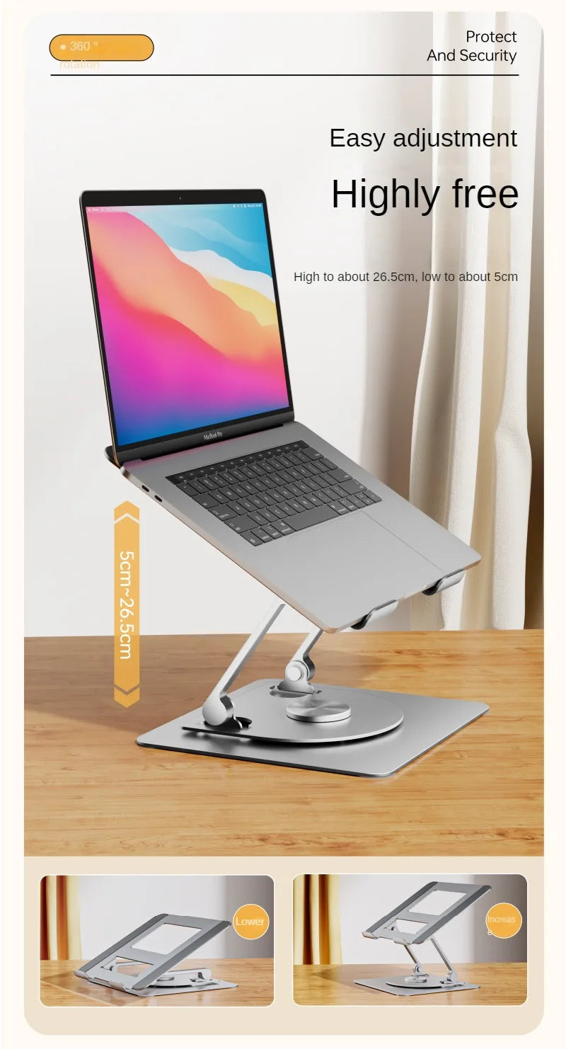 Laptop Stand 360° Rotating Base Foldable Computer Desk Riser  Aluminum Alloy Compatible MacBook Pro/Air Notebook 10- 17.5Inches exovai.com