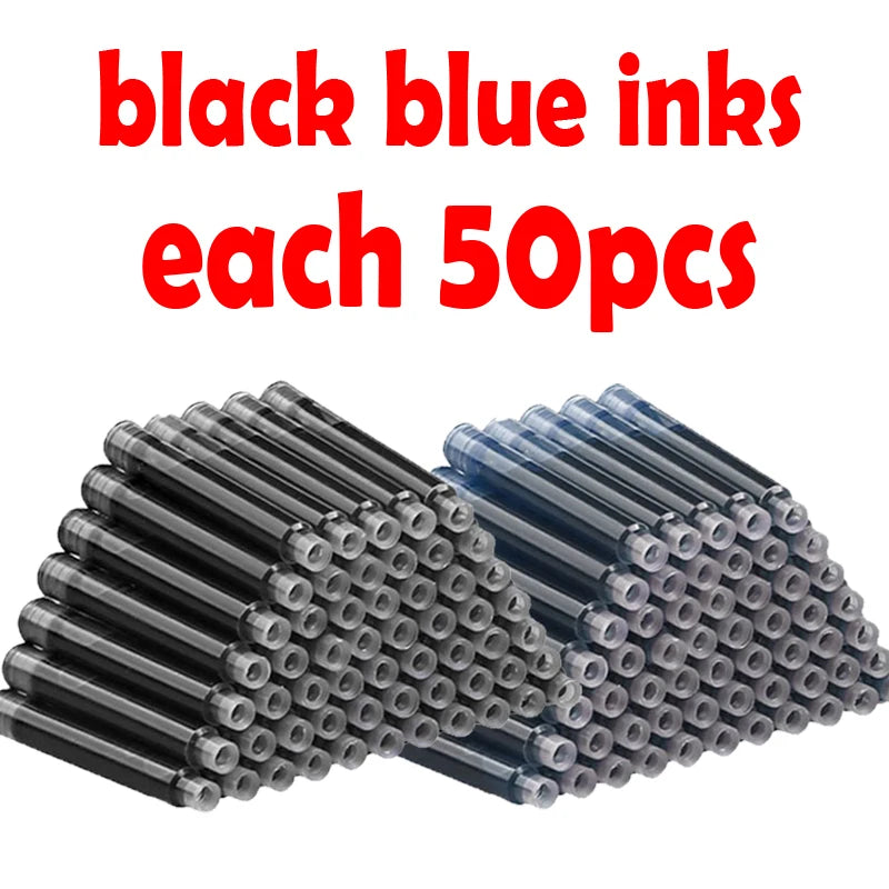 53Pcs Fountain Pen Set School Student Pens Replacable Ink Set Black/Blue/Red ink 0.38 mm Office Writing Supplies Stationery exovai.com