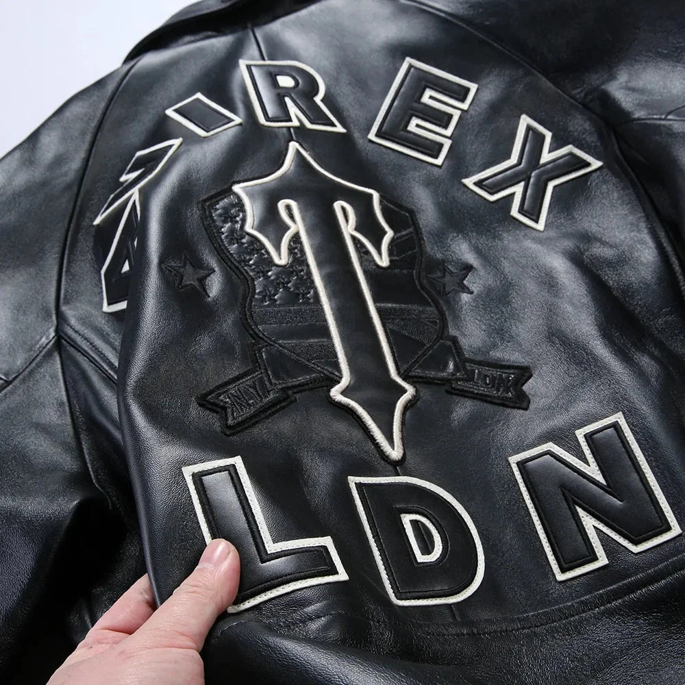 AVIREX Genuine French Lamb Leather Jacket Men's US Size Flight Suit Sports Casual Coat Tops exovai.com