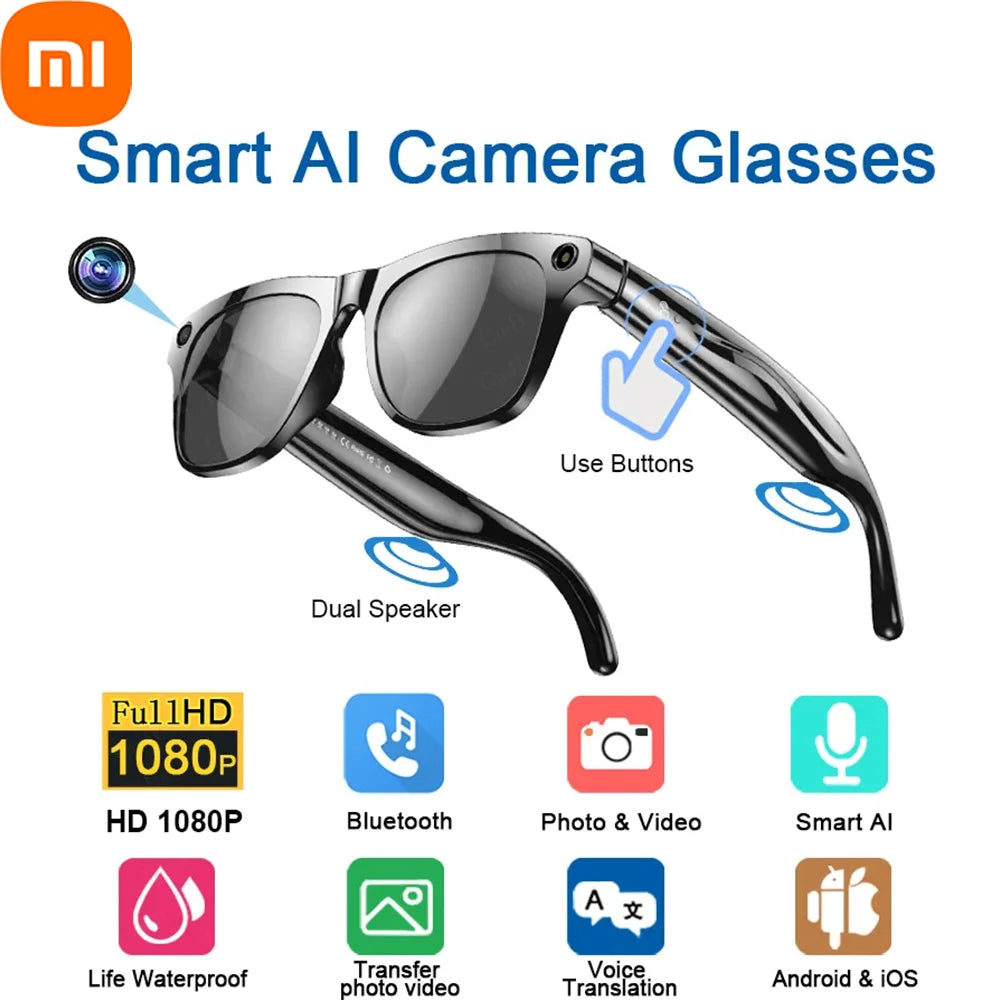 Xiaom 8K HD Smart Glasses Chat GPT 100MP Camera Bluetooth Call 260Mah Battery Voice Assistant Control Smart Glasses for Men exovai.com