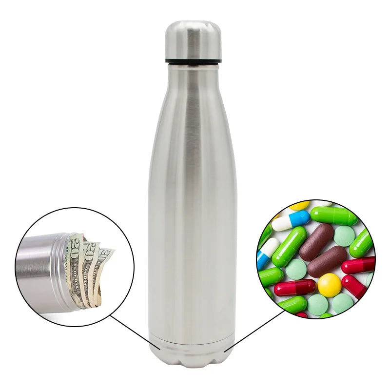 HEE RAK 750ml Secret Hidden Steel Water Bottle Compartment Stash Spot Can Hidding Storage for Cards Keys Cash Safe Money Box exovai.com