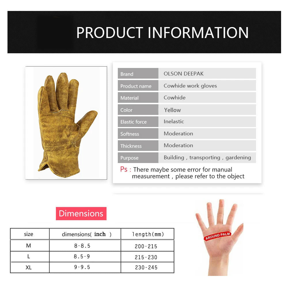 Leather Working Gloves for Gardening,Thornproof Gardening Gloves for Men and Women,Heavy Duty Leather Work Gloves Men exovai.com