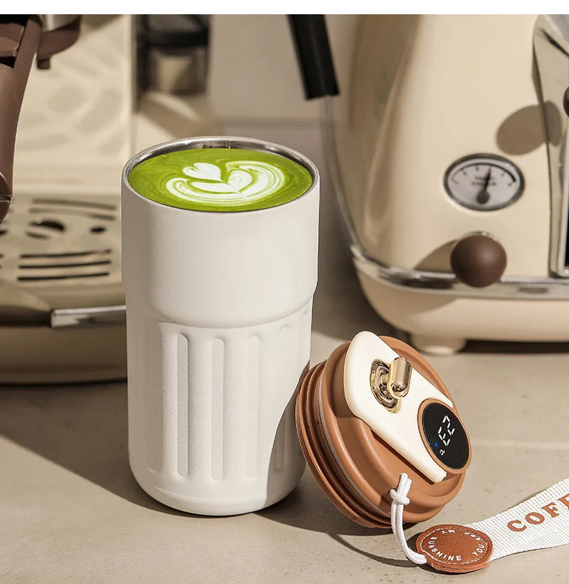 450ml Thermos Bottle Smart Display Temperature 316 Stainless Steel Vacuum Cup Office Coffee Cup Business Portable Thermal Mug exovai.com