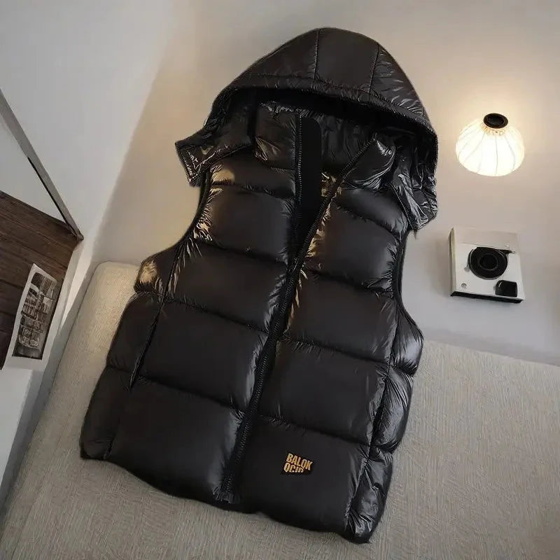 Couples Thickened down Cotton Vest Men's Autumn Winter Cold Resistance Fashion Outerwear Large Size Jacket Shoulder Backless exovai.com