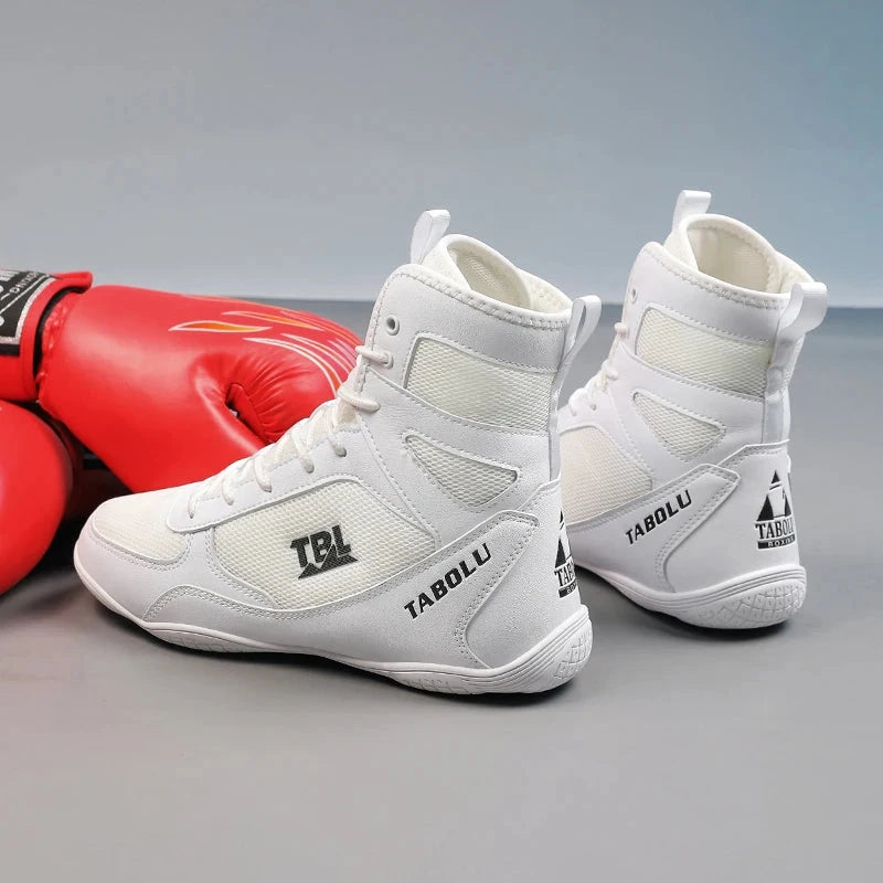 Wrestling shoes male Boxing Shoes Fighting Sanda Strength High Top Shoes light fighting Boots Weightlifting shoe Sneakers exovai.com
