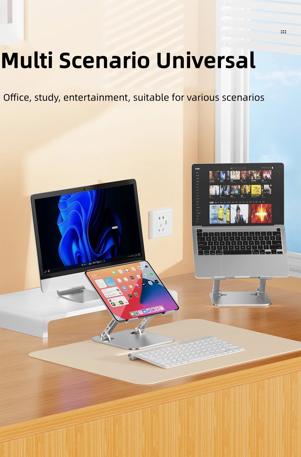 Phone Tablet Stand Adjustable Aluminum Alloy Laptop Tablet up to 17 "Laptop Portable Folding Cooling Stand For Macbook iPad Asus exovai.com