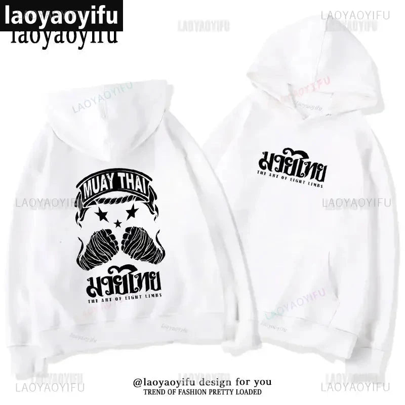 Muay Thai The Fist of King - Thailand Martial Art Pullover Hoodie Men Wai Kru Thailand Men Casual Pullovers 2024 New Style Tops exovai.com