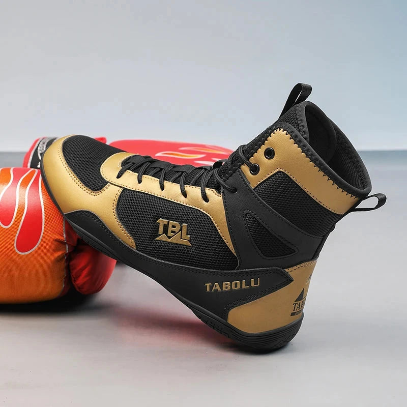Wrestling shoes male Boxing Shoes Fighting Sanda Strength High Top Shoes light fighting Boots Weightlifting shoe Sneakers exovai.com