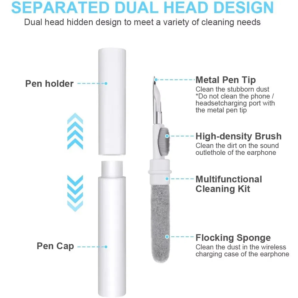 1pc Portable Bluetooth Earphone Plug Cleaning Tool Cleaning Set Dust Cleaning Pen Earphone Plug Cleaning Brush exovai.com
