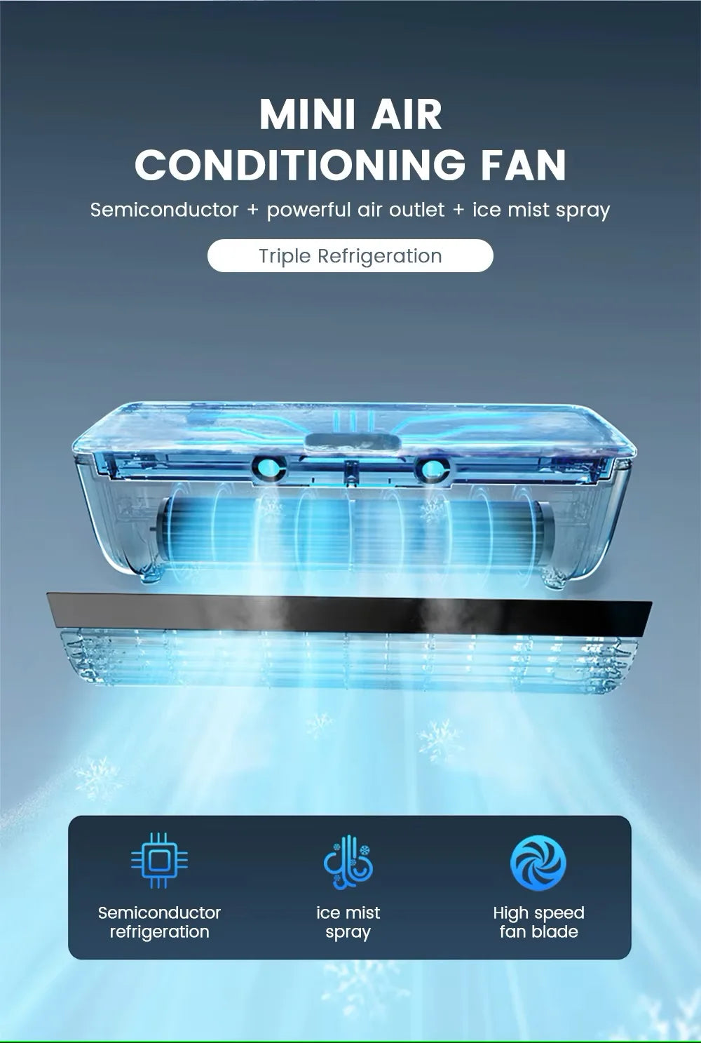 Kitchen air conditioner 2025new model cooling wall fan large wind force charging fan home use table standing remote control exovai.com