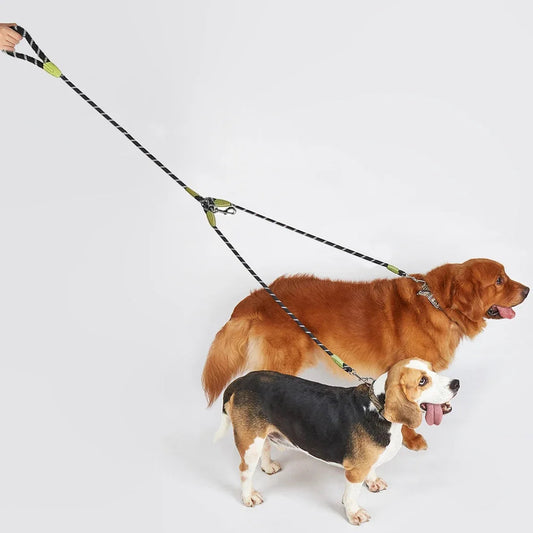 1 PC Hands Free Dog Leash for 2 Dogs Reflective Running Dual Dog Leash 360° Swivel Leash for Pet Outdoor Walking Jogging Hiking exovai.com