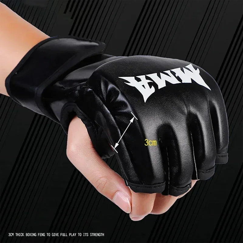 1 Pair Of Pu Boxing Gloves Mma Gloves Half Finger Sandbag Taekwondo Muay Thai Gloves Professional Boxing Training Equipment exovai.com