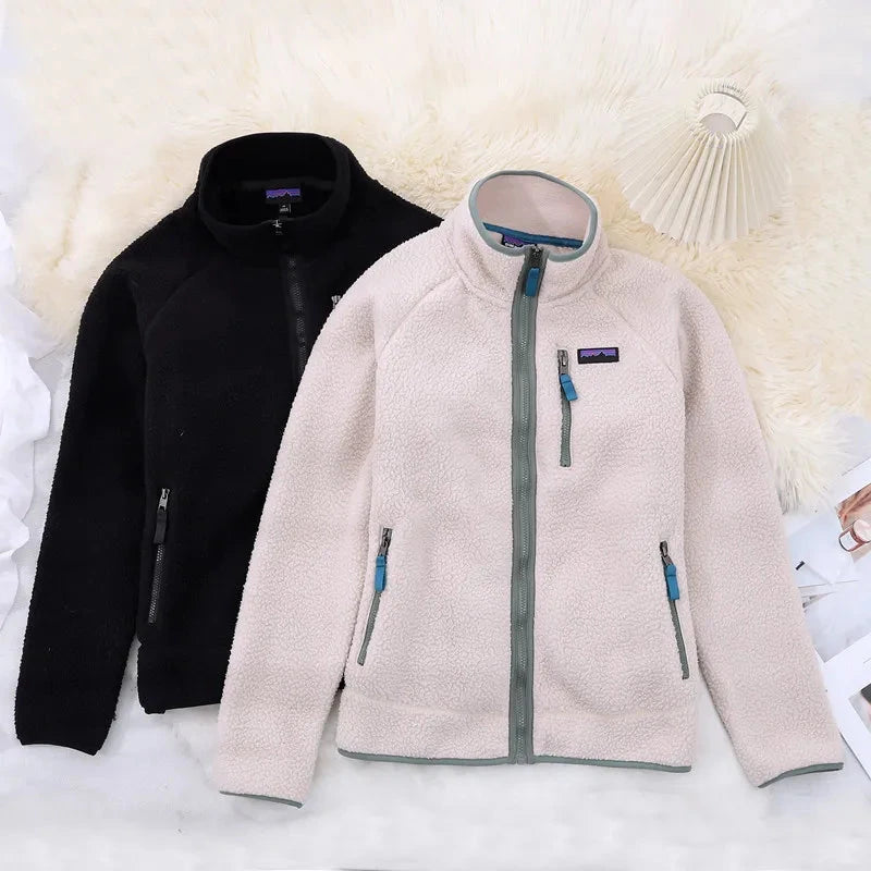 Outdoor Fleece Jackets for Men and Women Wool for Warmth Standing Collar Thickened Fleece Sports Autumn and Winter Parkas Coat exovai.com