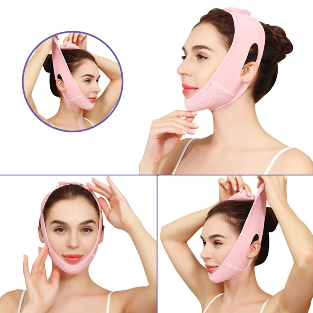 Double Chin Remover Facial Lifting Slimming Bandage V Line Shaped Cheek Face Lift Up Belt Strap Jaw Face Tightening Massagers exovai.com