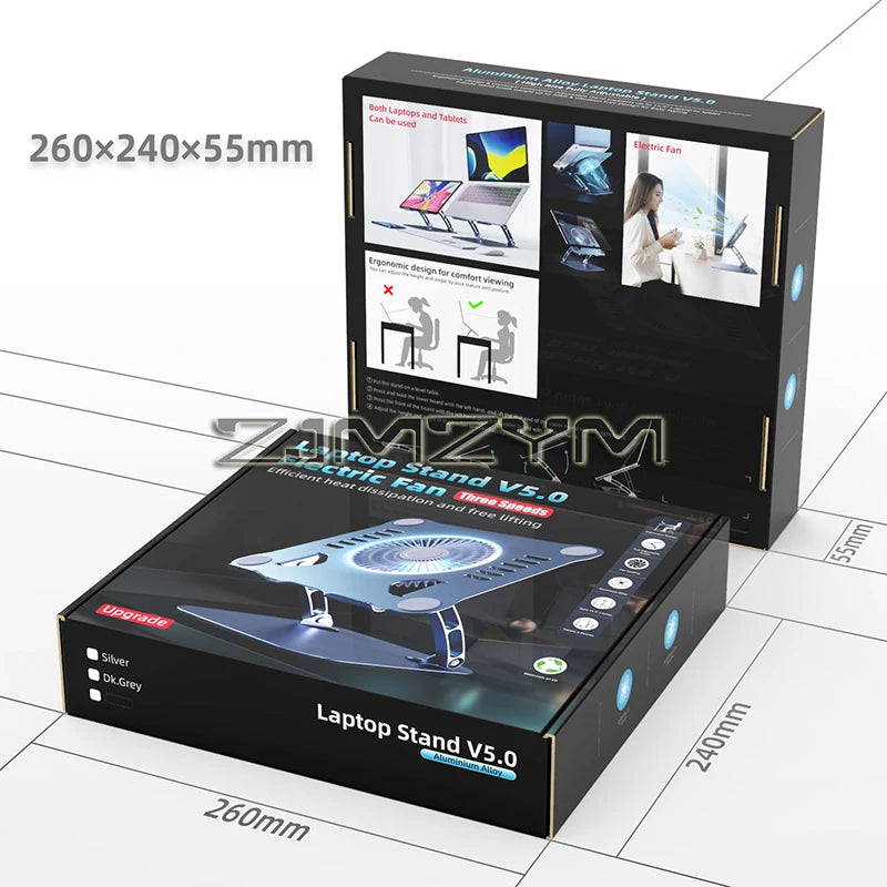 Aluminum Laptop Stand with Cooling Fan Ergonomic Notebook Foldable Cooler Laptop  Adjustable Aluminum Laptop Stand exovai.com