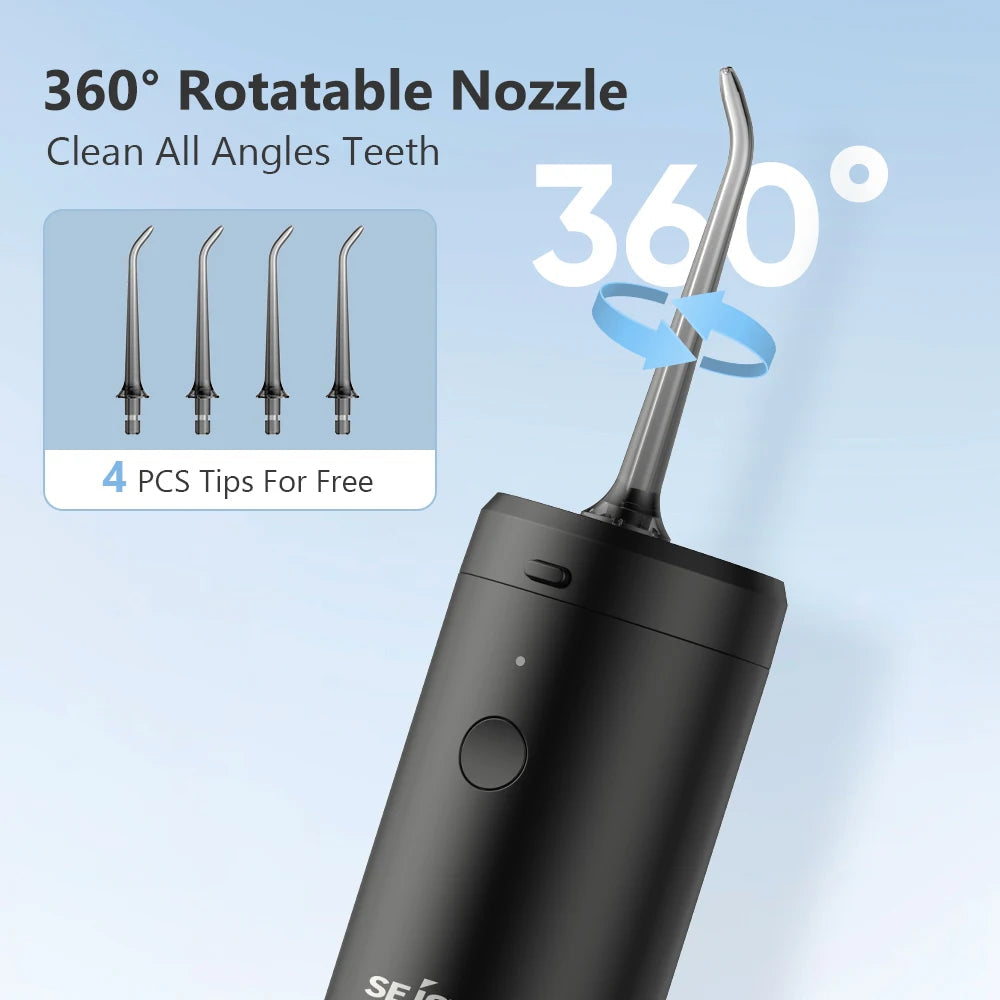 Sejoy Portable Oral Irrigator Dental Water Flosser USB Rechargeable Water Jet Floss Tooth Pick 4 Jet Tip 140ml 3 Modes IPX7 Gift exovai.com