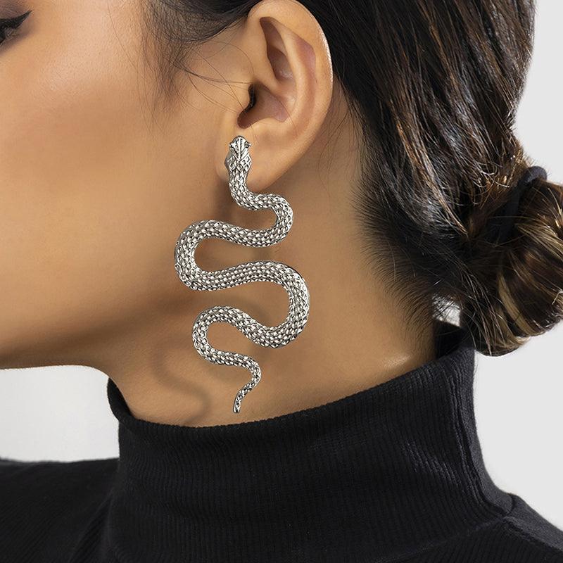 Avant-garde Sexy and Exaggerated Halloween Snake Shaped Earrings for Women Fashion Gothic Personalized Trend Girl Rock Jewelry exovai.com