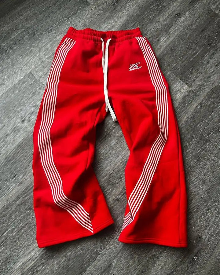 American Retro Striped Knitted Pants Men Y2k Street Harajuku Trendy Brand Oversized Trousers Loose Casual Wide Leg Pants Women exovai.com