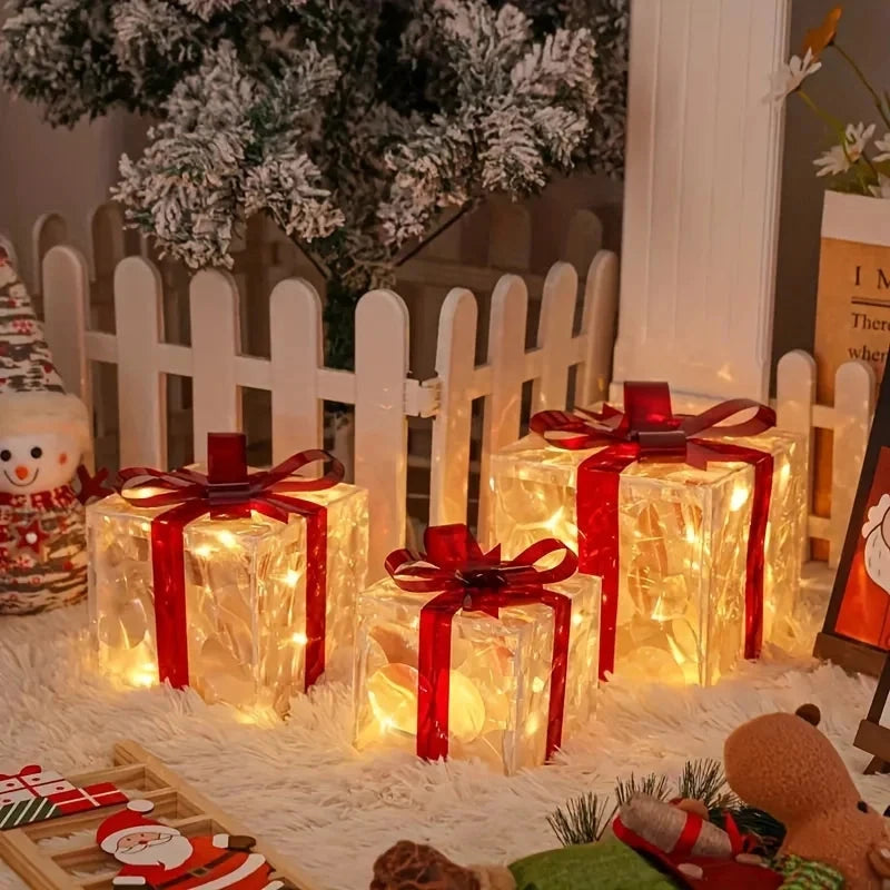 Three Sets Of Christmas Luminous And Exquisite Decorative Lights, Detachable Gift Box And Lighting Fixture,Christmas Decorations exovai.com