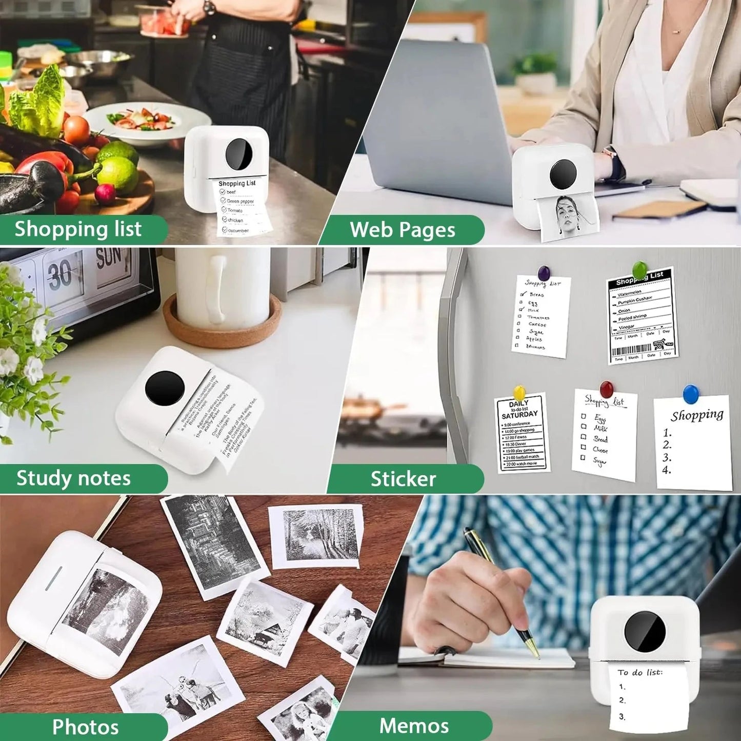 Mini Pocket Printer 5 Rolls Of Self-Adhesive Paper Portable Thermal Printer For Printer Suitable For Home Office Study And Work exovai.com